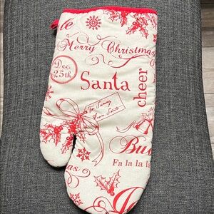 Festive Red and Cream Oven Mitt